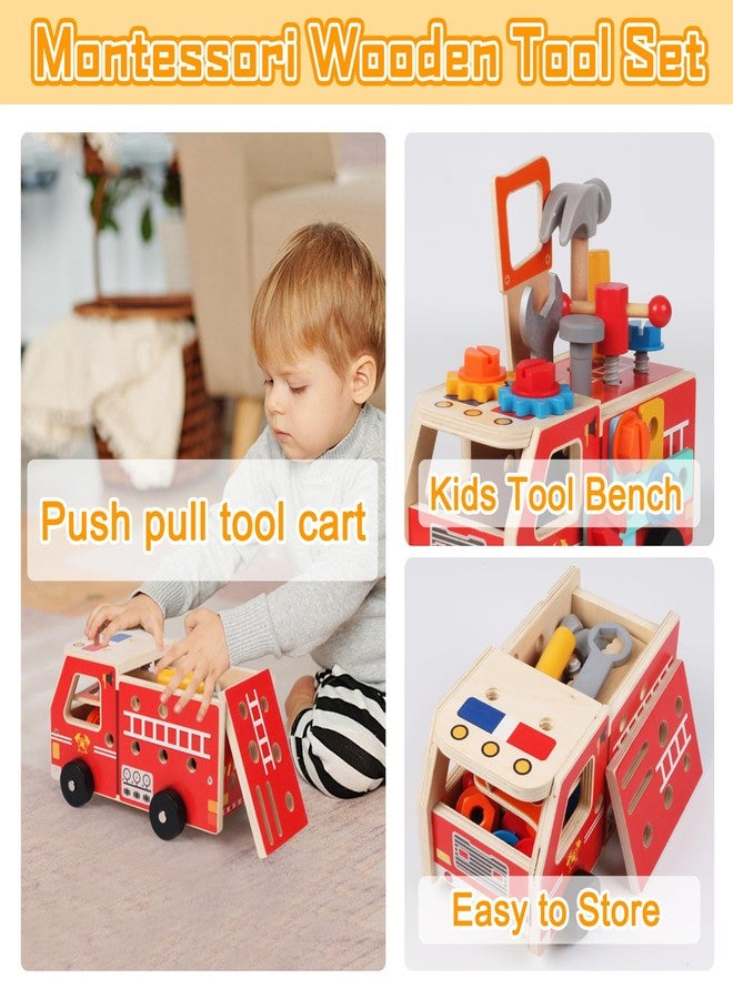 ALLABC Toddler Tool Kit - 33 PCS Montessori Toddlers Tool Box, Kids Pretend Play Tools Set Age 2-4, STEM Educational Toys for Age 3, Wooden Construction Toy, Boys Birthday Gift 2,3,4,5 Year Old (Fire Engine) - Image 4